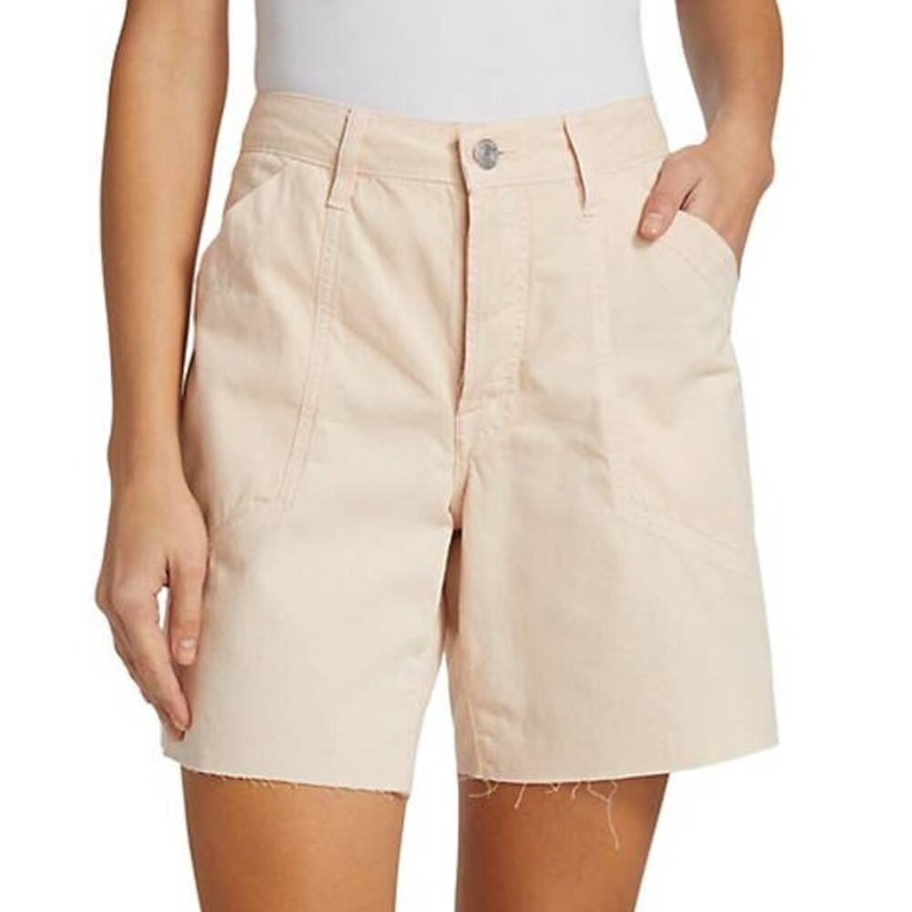 Frame NWT Slouch Patch Pocket Denim Shorts Washed Nude Pink Size 25 Raw Hem